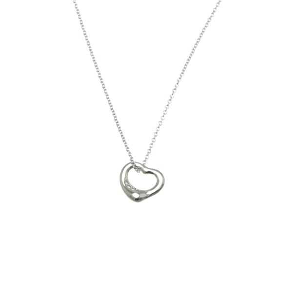 TIFFANY Silver Diamond Heart Necklace